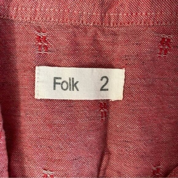 𝅺FOLK Short Sleeve Button Up Dress  Shirt Size Small - Picture 6 of 6